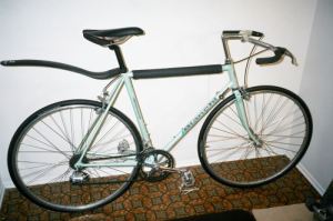 56cm 1987 Bianchi bicycle against the wall